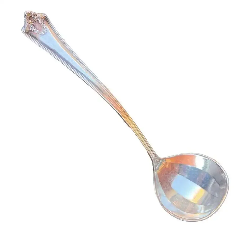 Vintage Williams Bros Silver Plated A-14 Sauce Cream Ladle with Floral Scroll